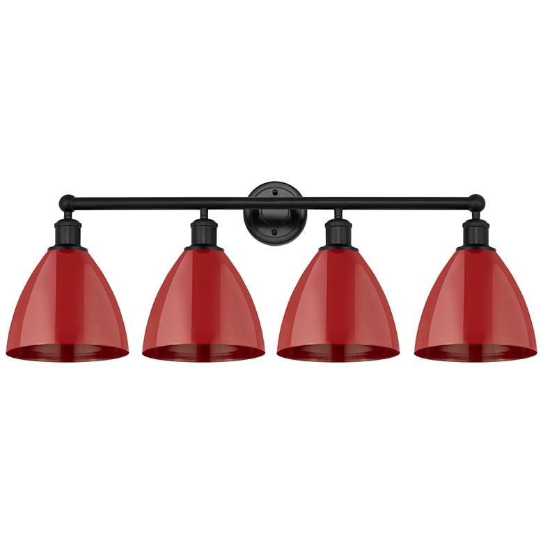 Image 1 Plymouth Dome 35" 4-Light Matte Black Bath Light w/ Red Shade