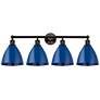 Plymouth Dome 35" 4-Light Oil Rubbed Bronze Bath Light w/ Blue Shade