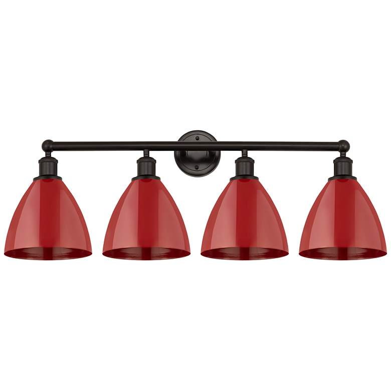 Image 1 Plymouth Dome 35" 4-Light Oil Rubbed Bronze Bath Light w/ Red Shade