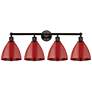 Plymouth Dome 35" 4-Light Oil Rubbed Bronze Bath Light w/ Red Shade