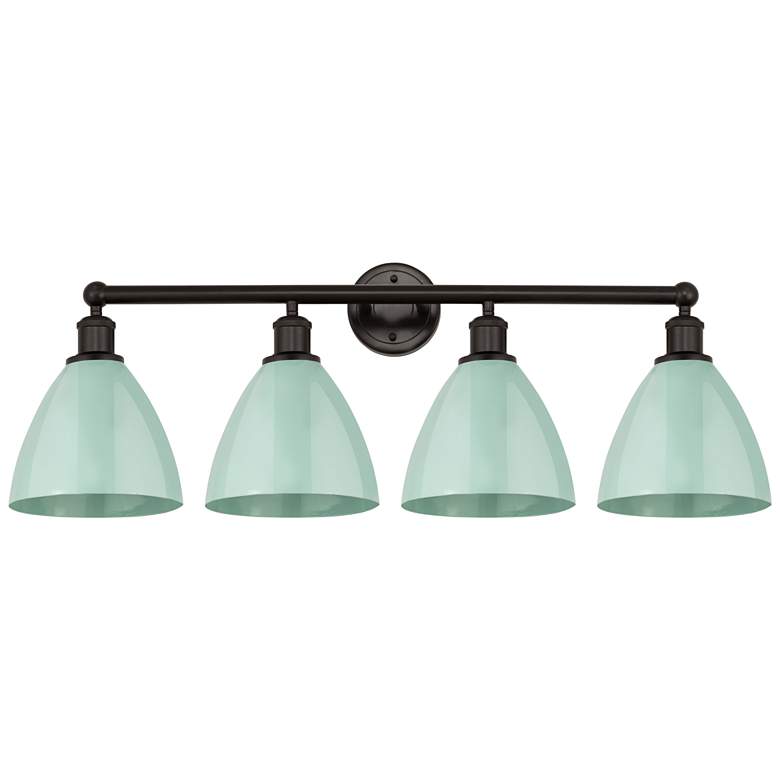 Image 1 Plymouth Dome 35" 4-Light Oil Rubbed Bronze Bath Light w/ Seafoam Shad