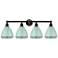Plymouth Dome 35" 4-Light Oil Rubbed Bronze Bath Light w/ Seafoam Shad
