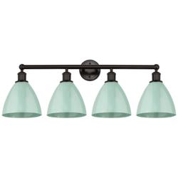 Plymouth Dome 35" 4-Light Oil Rubbed Bronze Bath Light w/ Seafoam Shad