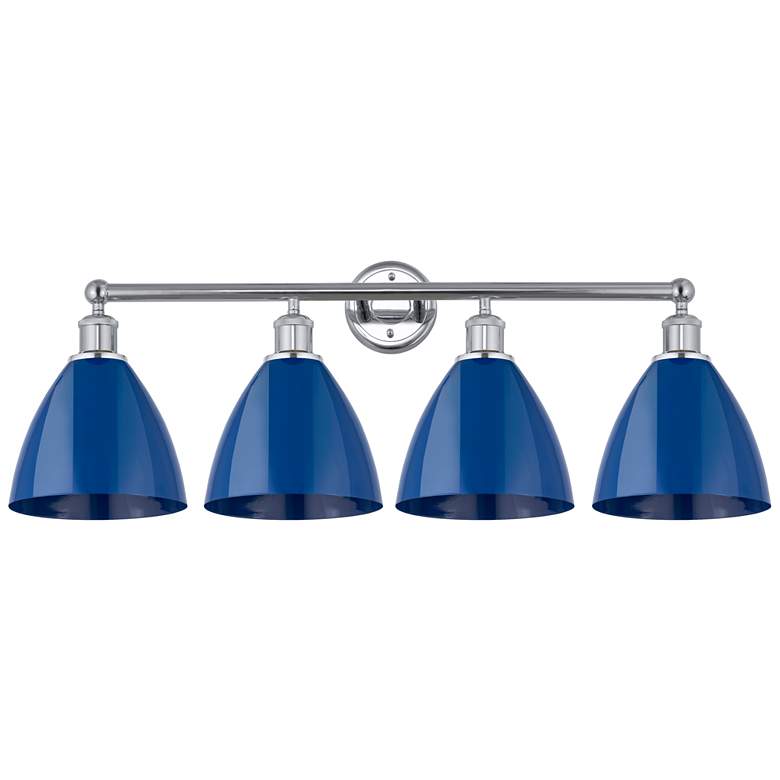 Image 1 Plymouth Dome 35" 4-Light Polished Chrome Bath Light w/ Blue Shade
