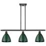 1_Plymouth Dome 36" Wide 3 Light Bronze Island Light w/ Green Shade