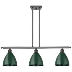 Plymouth Dome 36" Wide 3 Light Bronze Island Light w/ Green Shade