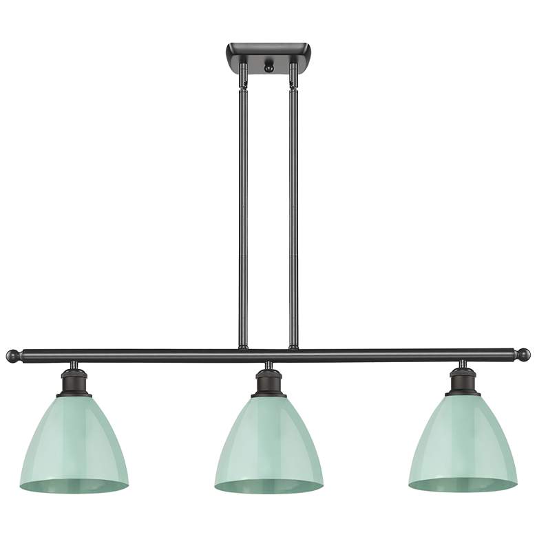 Image 1 Plymouth Dome 36" Wide 3 Light Bronze Island Light w/ Seafoam Shade