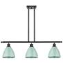 Plymouth Dome 36" Wide 3 Light Bronze Island Light w/ Seafoam Shade