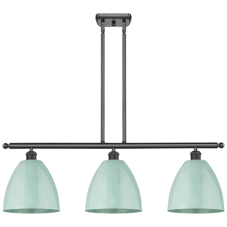 Image 1 Plymouth Dome 36" Wide 3 Light Bronze Island Light w/ Seafoam Shade