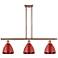 Plymouth Dome 36" Wide 3 Light Copper Island Light w/ Red Shade