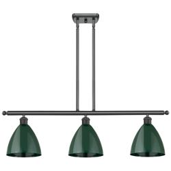 Plymouth Dome 36" Wide 3 Light Matte Black Island Light w/ Green Shade