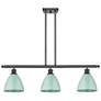 Plymouth Dome 36" Wide 3 Light Matte Black Island Light w/ Seafoam Sha