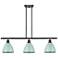 Plymouth Dome 36" Wide 3 Light Matte Black Island Light w/ Seafoam Sha