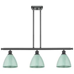 Plymouth Dome 36" Wide 3 Light Matte Black Island Light w/ Seafoam Sha