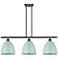 Plymouth Dome 36" Wide 3 Light Matte Black Island Light w/ Seafoam Sha