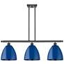Plymouth Dome 36" Wide 3 Light Oil Rubbed Bronze Island Light w/ Blue