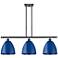Plymouth Dome 36" Wide 3 Light Oil Rubbed Bronze Island Light w/ Blue