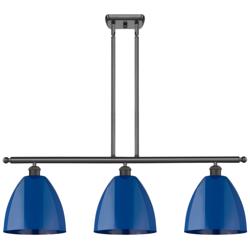 Plymouth Dome 36" Wide 3 Light Oil Rubbed Bronze Island Light w/ Blue