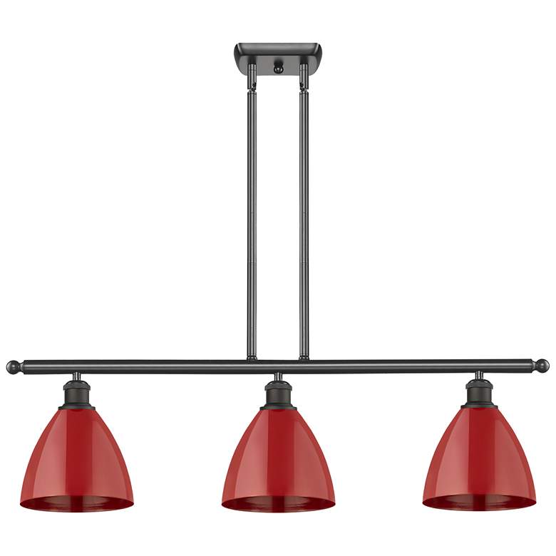 Image 1 Plymouth Dome 36" Wide 3 Light Oil Rubbed Bronze Island Light w/ Red S