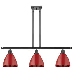 Plymouth Dome 36" Wide 3 Light Oil Rubbed Bronze Island Light w/ Red S