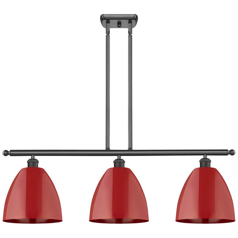 Image 1 Plymouth Dome 36" Wide 3 Light Oil Rubbed Bronze Island Light w/ Red S