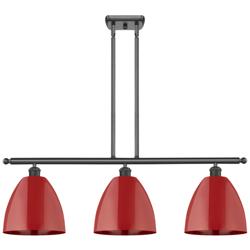 Plymouth Dome 36" Wide 3 Light Oil Rubbed Bronze Island Light w/ Red S