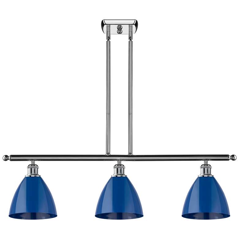 Image 1 Plymouth Dome 36" Wide 3 Light Polished Chrome Island Light w/ Blue Sh