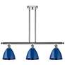 Plymouth Dome 36" Wide 3 Light Polished Chrome Island Light w/ Blue Sh