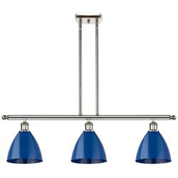 Plymouth Dome 36" Wide 3 Light Polished Nickel Island Light w/ Blue Sh