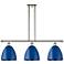 Plymouth Dome 36" Wide 3 Light Polished Nickel Island Light w/ Blue Sh
