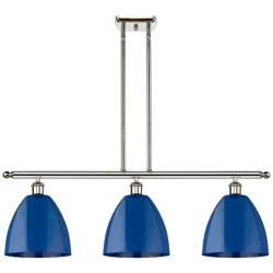 Plymouth Dome 36" Wide 3 Light Polished Nickel Island Light w/ Blue Sh