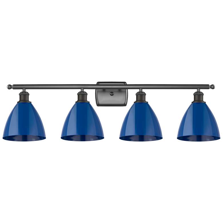 Image 1 Plymouth Dome 37.5" Wide 4 Light Bronze Bath Vanity Light w/ Blue Shad