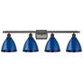 Plymouth Dome 37.5" Wide 4 Light Bronze Bath Vanity Light w/ Blue Shad