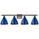Plymouth Dome 37.5" Wide 4 Light Bronze Bath Vanity Light w/ Blue Shad