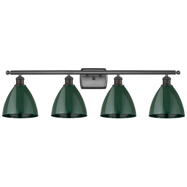 Image 1 Plymouth Dome 37.5" Wide 4 Light Bronze Bath Vanity Light w/ Green Sha