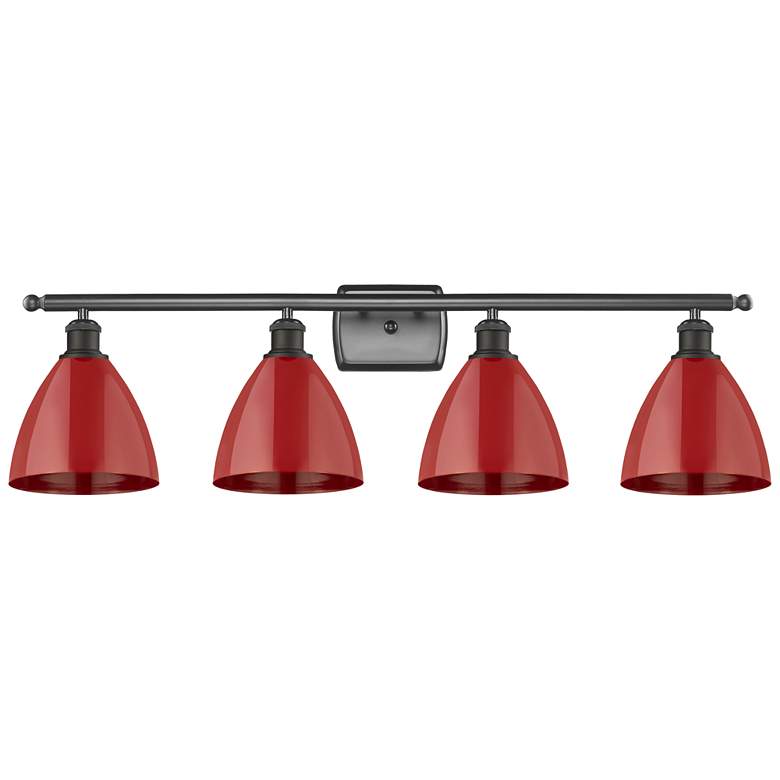 Image 1 Plymouth Dome 37.5" Wide 4 Light Bronze Bath Vanity Light w/ Red Shade