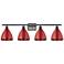 Plymouth Dome 37.5" Wide 4 Light Bronze Bath Vanity Light w/ Red Shade
