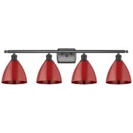 Plymouth Dome 37.5" Wide 4 Light Bronze Bath Vanity Light w/ Red Shade Plymouth Dome 37.5" Wide 4 Light Bronze Bath Vanity Light w/ Red Shade