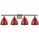Plymouth Dome 37.5" Wide 4 Light Copper Bath Vanity Light w/ Red Shade