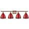Plymouth Dome 37.5" Wide 4 Light Copper Bath Vanity Light w/ Red Shade