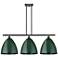 Plymouth Dome 38.5"W 3 Light Bronze Stem Hung Island Light w/ Green Sh