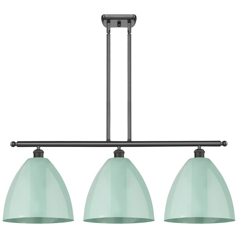 Image 1 Plymouth Dome 38.5"W 3 Light Bronze Stem Hung Island Light w/ Seafoam