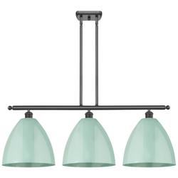 Plymouth Dome 38.5"W 3 Light Bronze Stem Hung Island Light w/ Seafoam