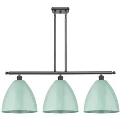 Plymouth Dome 38.5"W 3 Light Matte Black Stem Island Light w/ Seafoam