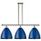 Plymouth Dome 38.5"W 3 Light Polished Nickel Stem Island Light Blue Sh
