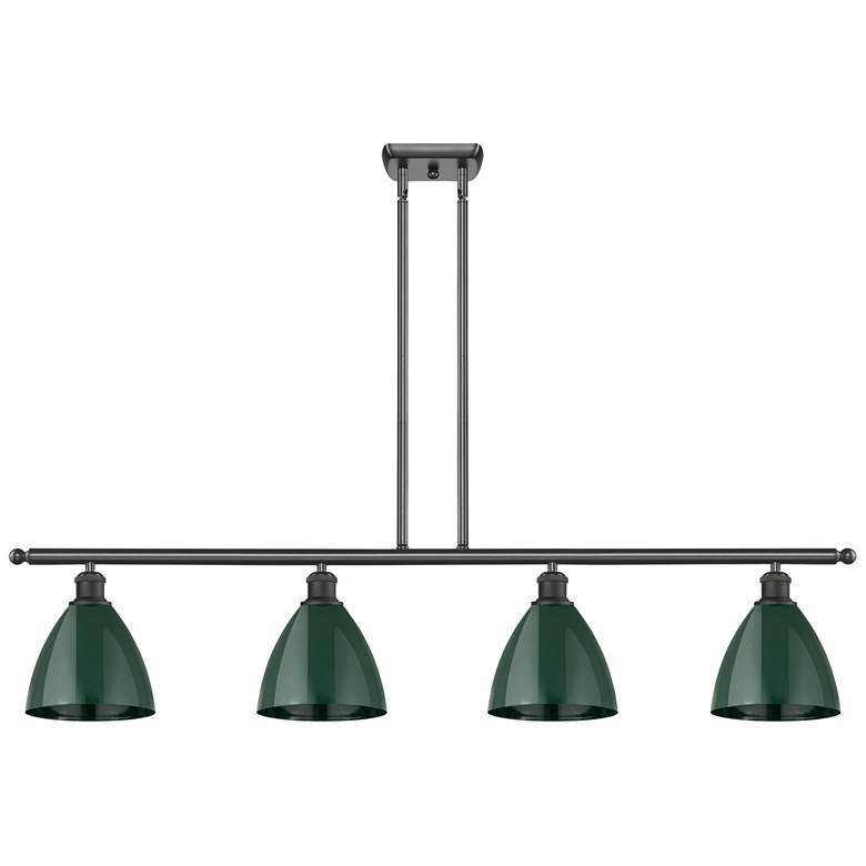Image 1 Plymouth Dome 48" Wide 4 Light Bronze Island Light w/ Green Shade