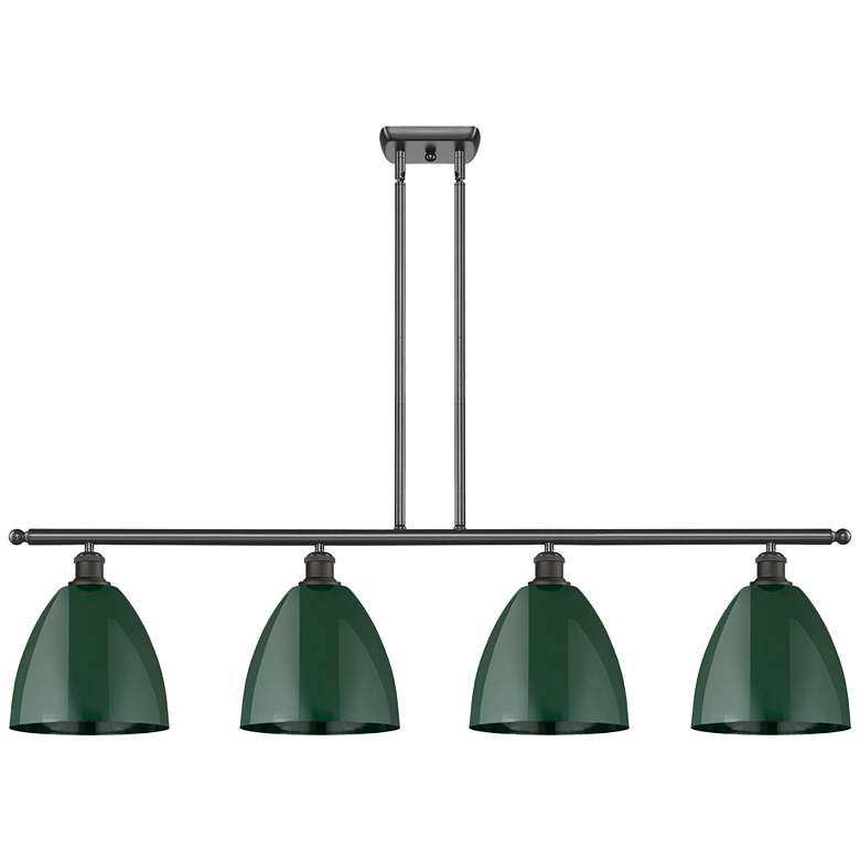 Image 1 Plymouth Dome 48" Wide 4 Light Bronze Island Light w/ Green Shade