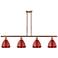 Plymouth Dome 48" Wide 4 Light Copper Island Light w/ Red Shade