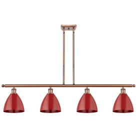 Plymouth Dome 48" Wide 4 Light Copper Island Light w/ Red Shade Plymouth Dome 48" Wide 4 Light Copper Island Light w/ Red Shade