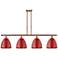 Plymouth Dome 48" Wide 4 Light Copper Island Light w/ Red Shade